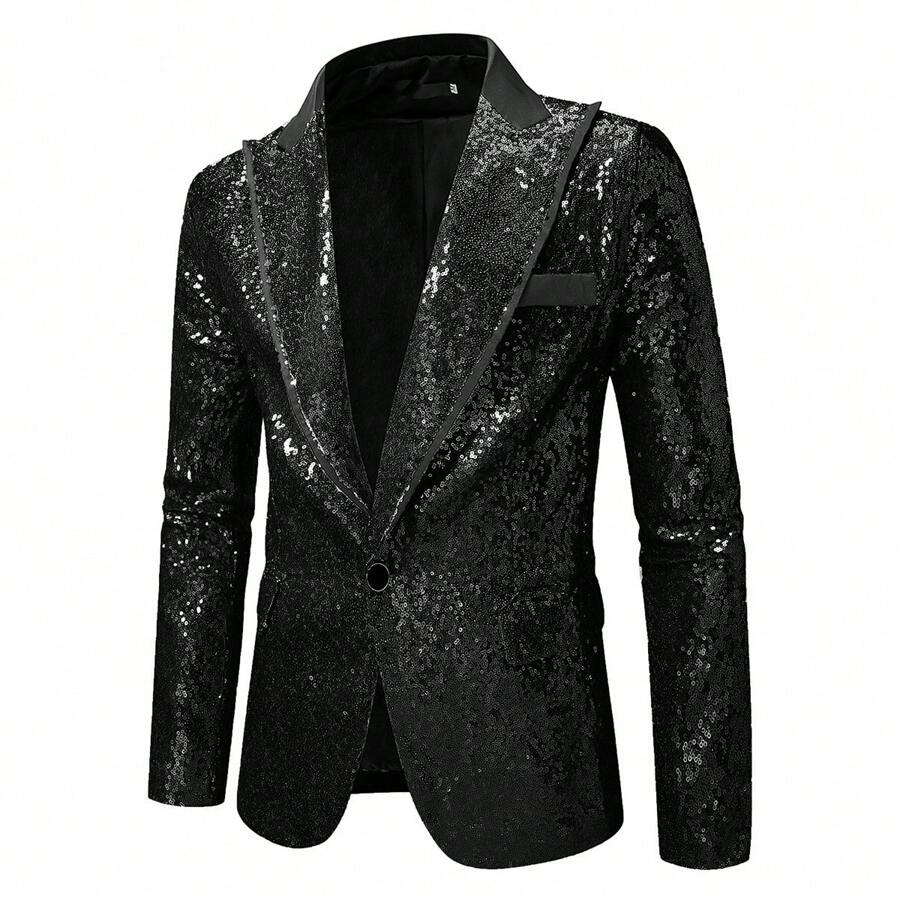 Chaqueta para hombres con lentejuelas brillantes para bodas, fiestas, ceremonias y actuaciones en el escenario