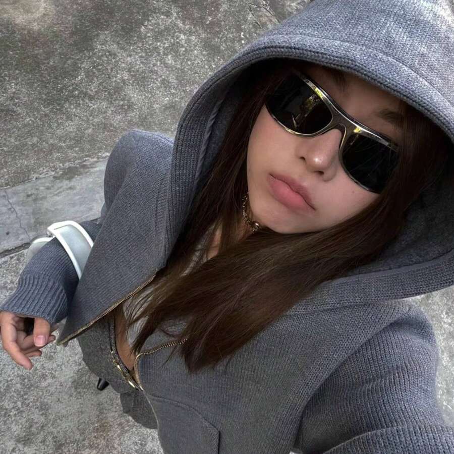 Gafas de moda con montura completa, de estilo trendy de los 90s y Y2K, para hombres y mujeres, gafas de rave party con forma oval cool - Multicolor - Ver 1