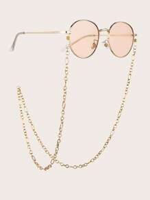 1条独特金属眼镜链，时尚扣环设计，眼镜挂绳，女士眼镜链，老花镜挂带，眼镜装饰配件，硅胶防滑眼镜带，理想礼物 - 金色 - 查看 3