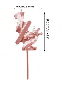 1/2 Birthday Party Crown Rose Gold Numeral Candle For Cake Topper - Rose Gold - View 2