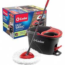 O-Cedar EasyWring Microfiber Spin Mop, Bucket Floor Cleaning System, Red, Gray, Standard - Easywring 旋轉拖把和水桶 - 查看 1