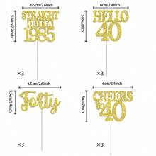 12pcs Happy Birthday Cupcake Toppers, Black Glitter Cake Decoration For 18th, 21st, 30th, 40th, 50th, 60th, 70th Birthday, Anniversary Party Supplies, Available In Black, Gold, Rose Gold