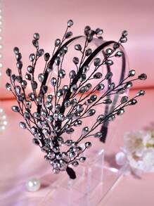 1 chiếc băng đô pha lê xanh dương, kiểu dáng lá cây thần tiên rừng với tua rua thanh thoát, thích hợp cho cô dâu, đám cưới, lễ kỷ niệm, hẹn hò, đi chơi, dự tiệc, làm quà tặng, dùng hàng ngày. - Màu xanh lam - Xem 3