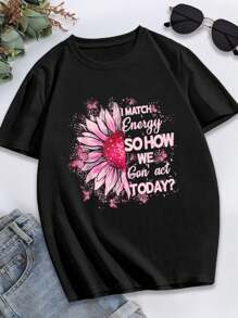 I Match Energy Graphic Print Women T-Women's Shirt - Casual Crew Neck Short Sleeve Top For Effortless Style