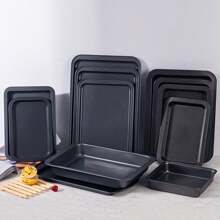 1 Pieza Bandeja Rectangular Antiadherente para Hornear Pasteles - Hecha de Acero al Carbono, Herramienta de Cocina de 42 cm - Negro - Ver 3
