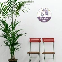 1 件定制文字金属板，个性化可爱独角兽设计名称标牌，门牌，卧室装饰，墙壁艺术，8x8 英寸金属房间装饰