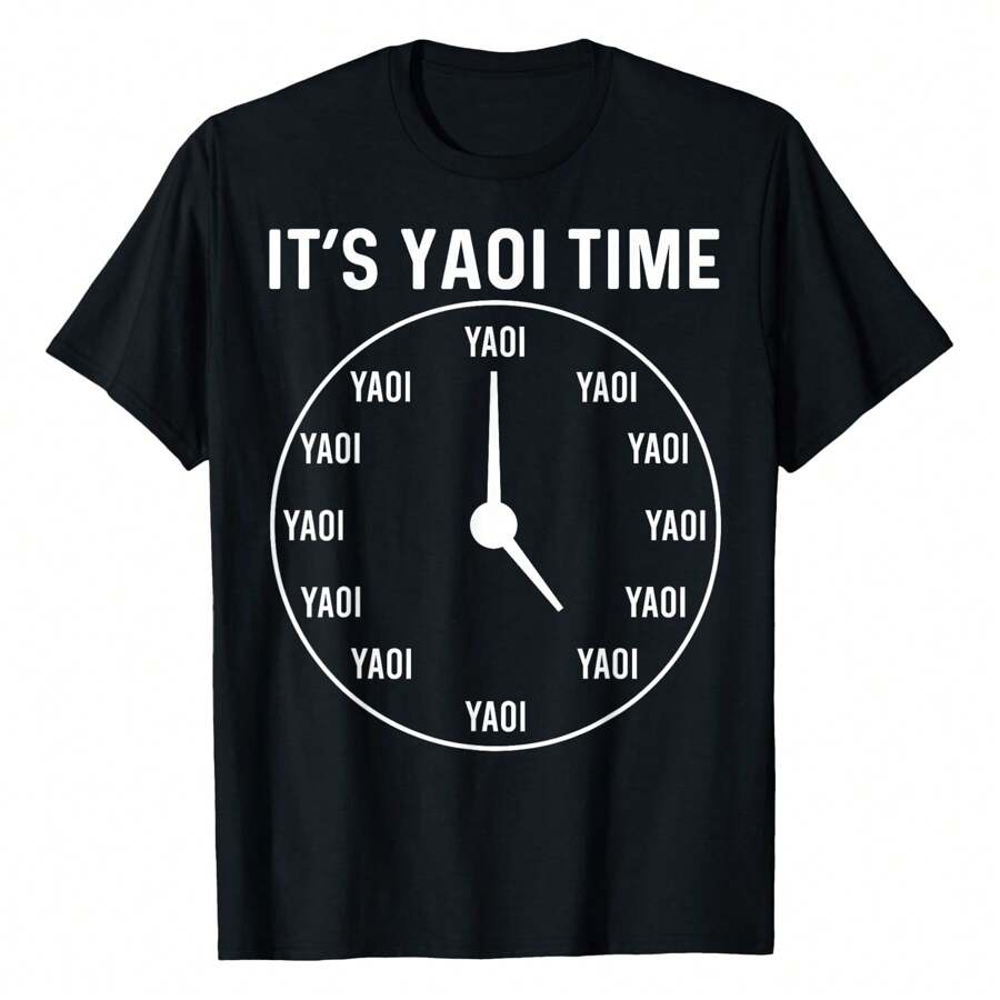 Funny Yaoi Anime Manga BL It's Yaoi Time T-Shirt Soft Breathable T-Shirt For Both Men And Women - 黑色 - 查看 1