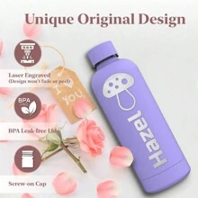 1pc 500ml Custom Name Stainless Steel 304 Insulated Double-Layer Water Bottle, Designed With Hand-Drawn Patterns, Featuring A Modern Design With A Lid, Is Perfect For Personalizing With Your Name. This Elegant Tumbler, Adorned With Beautiful Hand-Drawn Motifs, Is Ideal For Art Enthusiasts