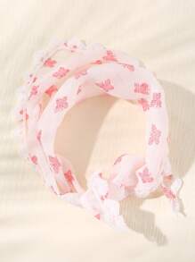 1 buc. Eșarfă elegantă pentru femei, stil francez, cu flori roz și fluture, stil rustic dulce, potrivită pentru purtare zilnică, festivaluri, Ziua Îndrăgostiților, petreceri, vacanță, fotografii la plajă, accesorii de păr, bandă de păr elegantă, bandă de păr - Roz - Vizualizare 5