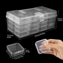 1 pieza Caja de exhibición de joyería de plástico transparente, organizador de sobremesa a prueba de polvo para joyería DIY, cuentas, colgantes, cristales, gemas