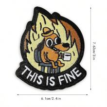 Parche de perro "Esto está bien", 1 pieza de Parche bordado con humor meme, Parche moral táctico militar con cierre de gancho, Accesorio de aplicación lindo para mochilas, chalecos, chaquetas, vaqueros, gorras
