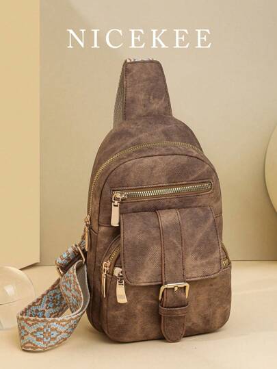 High Quality Chest Bag, Simple And Luxurious Handbag, Women's Shoulder Bag, Niche Design, Crossbody Bag, Women's Bag, Fashionable And Versatile, Retro Solid Color, Multi-Layer Chest Bag, Work Commuting Bag