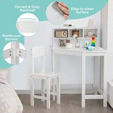 Kids Corner Desk & Chair Set Children Study Table With Chair - White - View 7