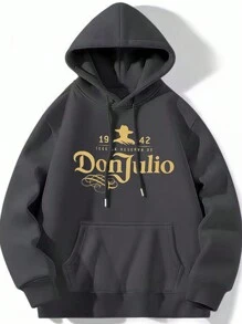 (250g Polyester Fiber Polyester) DonJulio Print Fashion Men's Casual Long-Sleeved Hooded Sweatshirt, Suitable For Outdoor Sports,Women's Casual And Comfortable Hoodie, Fall/Winter Chic Long-Sleeved Multi-Purpose Top