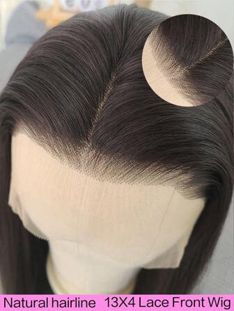 13''x4'' Free-Style Synthetic Lace Front Wig, Heat Resistant Fiber, 24 Inches, Black, For Daily Wear