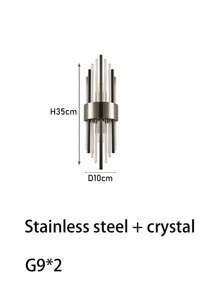 1PC Black Crystal Stainless Steel Indoor Wall Sconce For Living Room, Bedroom, Hallway, Stairwell And Other Home Decorations, LED Modern Outdoor Wall Sconce.