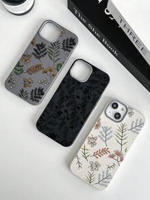 Bộ 3 ốp lưng điện thoại họa tiết lá cây tối giản sang trọng màu đen giả da, thiết kế hoa và bướm, chống bám vân tay, chống sốc, tương thích với iPhone & Galaxy. Quà tặng mùa xuân, sinh nhật, kỷ niệm, tiệc tùng. - Nhiều màu - Xem 3