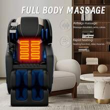 BILITOK 2026 3D Zero Gravity Massage Chair  Full Body Airbag Wrap Recliner With 6 Massage Rollers  Waist Leg Heating & Foot Acupoint Massage   Suitable For Home Living Room & Office   Relieve Body Fatigue - Blue - View 3