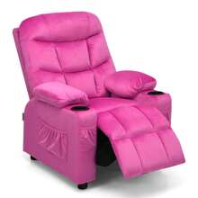 Kids Recliner Chair Velvet Adjustable Sofa Chair Gaming Lounge Chair - 粉色 - 查看 9