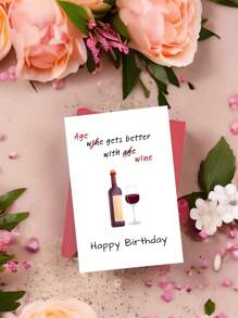 Tarjeta de cumpleaños divertida con tema de vino - 'La edad mejora con el vino' - regalo perfecto para familiares, amigos y seres queridos