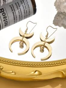 1 Pair Minimalist Crescent Moon Design Fashion Unique Earrings, Suitable For Daily Wear For Women - Gold - View 2