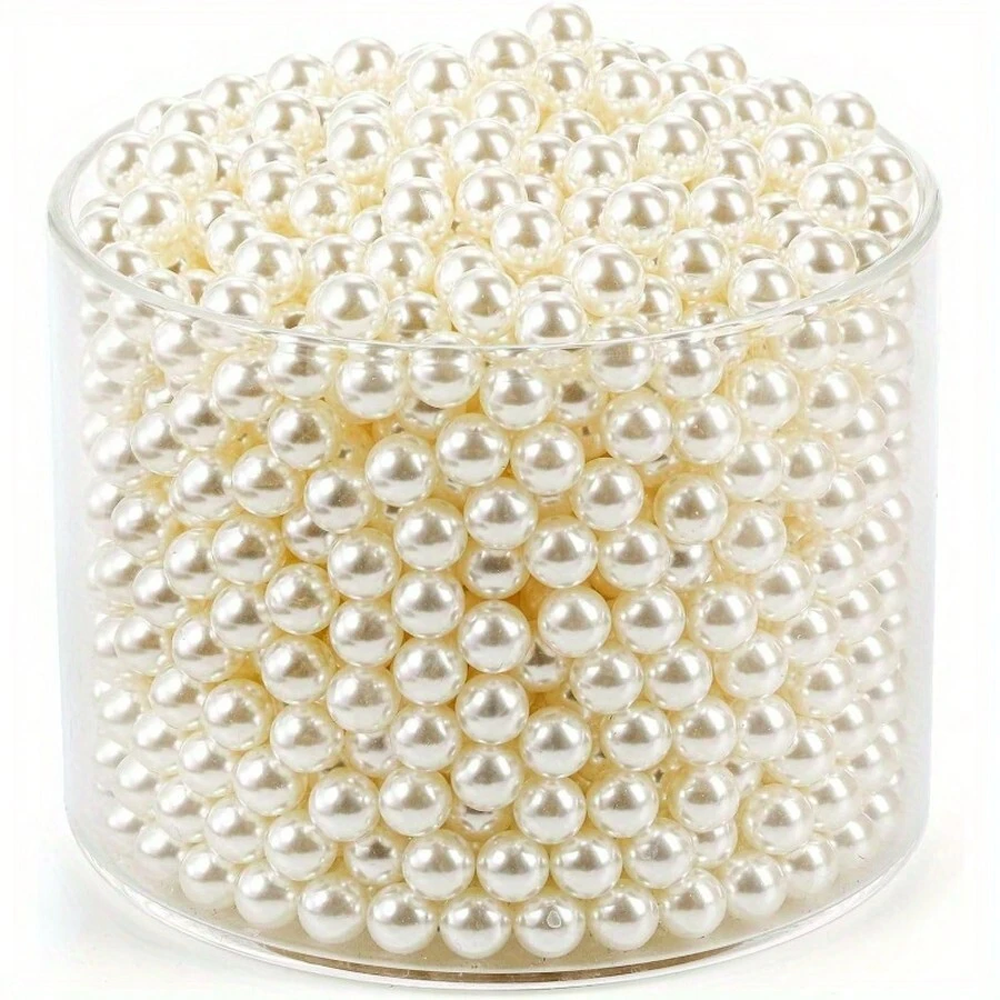 1000/2500pcs No-Hole Faux Pearl Beads For DIY Crafts, Jewelry, Vase Fillers, Table Scatter, Wedding Decoration, Ivory Undrilled Craft Pearls Home Decor Room Decor Flower Vase Glass Vase