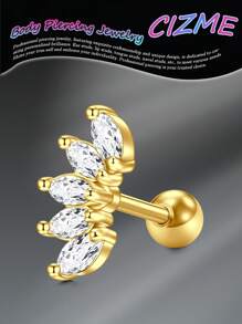 CIZME 1 件 16g 软骨耳钉耳屏耳钉软骨穿孔首饰前耳钉耳钉车耳甲海螺不锈钢穿孔首饰，不锈钢耳钉男女款向日葵月亮花星蝴蝶心叶蛇心 CZ 16G 软骨耳环套装螺丝后耳环耳钉穿孔首饰，16G 软骨耳环不锈钢耳钉球背软骨耳钉海螺穿孔首饰女士