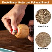 Salz und Pfeffermühle,Holz Gewürzmühle mit Keramikmahlwerk,Einstellbarer Schleifgrad,Gewürzmühlen 2er-Set,Manuelle Salzmühle,tklare Schicht