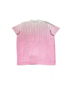 Plus Size Men's Gradient Color Summer Outfit, Short Sleeve Zip Collar Golf Polo Shirt And Drawstring Waist Shorts Set