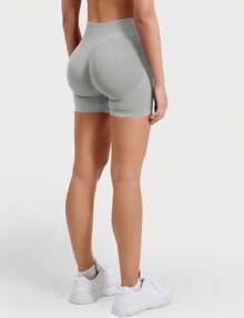 VOYJOY Women Workout Gym Impact Shorts Elieen Hidden Scrunch Butt Lifting Mid Low Waist 4.5" Seamless Shorts  Gym Shorts Black Shorts  Gym Shorts For Women Summer Women Clothes Pink Shorts  Summer Shorts For Women - 淺灰 - 查看 6