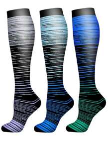 3 双男女通用渐进式压力袜（15-20mmHg），运动户外足球旅行徒步跑步护士袜