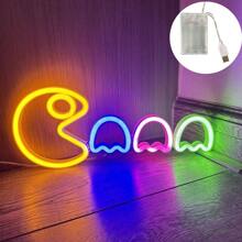 1 pieza Luz de neón de arcade, 13.7x5.7x0.7in (35x14.5x1.8cm), lámpara de decoración de pared alimentada por USB/batería para dormitorio de gamer, sala de estar, oficina, cafetería, bar, fiesta - Blanco - Ver 8