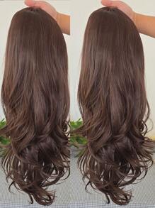 websterwigs 24-Inch Long Wavy 13x4 Lace Front Wig, Brown Color Synthetic Lace Front Wig With Pre-Plucked Hairline, Heat Resistant Fiber Hair Smooth Straight Wig For Women Cosplay Party Daily Use - Brown - View 7