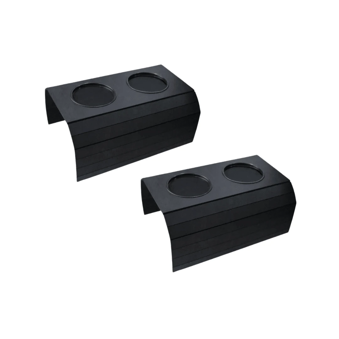 Kit 2 Tray Cup Holder Mat For Sofa Armrest Black - Black - View 1