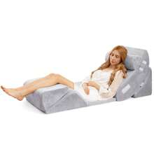 6PCS Bed Wedge Pillow Post Surgery Memory Foam Fill Pillow Set - Light Grey - View 1