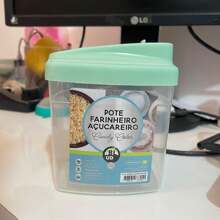 1kg Plastic Flour And Sugar Bowl With Lid And Manual Dispenser - 綠色 - 查看 1