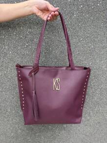 KS Karla Samenho cosmetics and accessories Large Spacious Versatile Tote Bag + Small Elegant Shoulder Strap Bag + Small Magnetic Closure Wallet - 酒紅色 - 查看 4