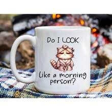Do I Look Like A Morning Person? Funny Coffee Mug, Cat Mug, Cat Coffee Mug, Cat Lover Mug, Cat Mom Mug, Cat Dad Mug, Cat Lover Gifts - White - View 2