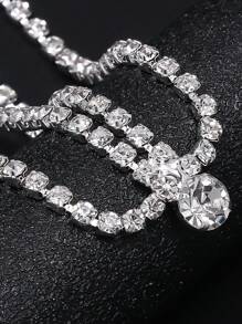 1 件银色简约性感水晶胸链身体首饰，适合夜店派对