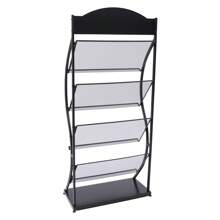 kangten 4-Tier Newspaper Display Rack Black Reception Pamphlet Storage Rack Magazine Organizer Literature Advertising Brochure Holder - Black - View 11
