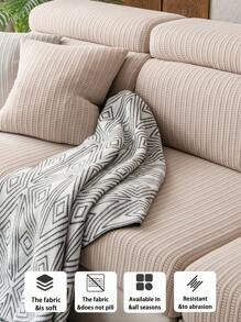 1 件四季毛绒提花防滑沙发座垫套，简约现代防水柔软亲肤防宠物弹性沙发套，适用于 L 型组合沙发和 1/2/3/4 座沙发 - 卡其色 - 查看 11