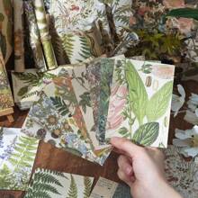 200 张复古剪贴簿纸，秋季花卉和绿色蕨类主题美学剪贴簿纸，复古绿色森林和秋季图案墙壁拼贴剪贴簿用品工艺装饰纸用于房间墙壁感恩节装饰纸卡片制作礼物 - 均碼 - 查看 2