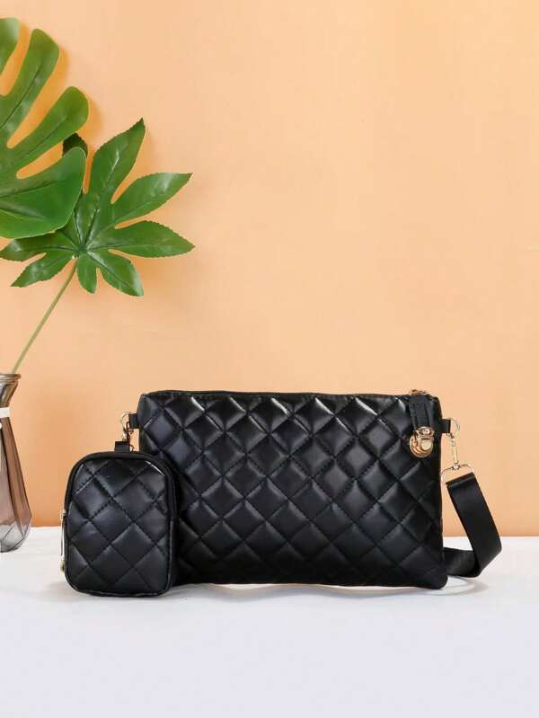 Nuovo arrivo set di borse tote con frange semplici con grande capacità, a spalla e a mano. Borsa per la spesa alla moda europea e americana. Borsa a tracolla con motivo geometrico Borsa in pelle PU con texture Borsa a tracolla versatile alla moda classica
