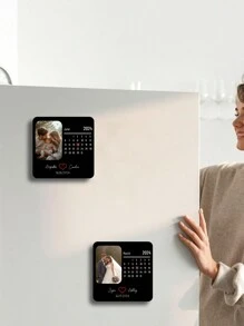 1 Stück personalisierter Kühlschrankmagnet mit Datum, Kühlschrankmagnet Geschenk zum Valentinstag, Hochzeit, personalisierte magnetische Haftnotizen, zarte Romantik - Schwarz - Übersicht 4