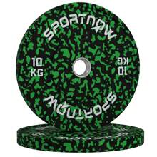 SPORTNOW Weight Plates Set, Solid Rubber Bumper Plates Weights Discs With 2"/5cm Holes, For Home Gym Weight Lifting Strength Training, 2 X 10kg - Green - View 2