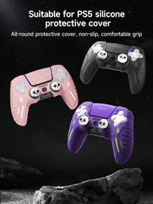1 个黑色/紫色/粉色硅胶保护壳兼容 控制器，防滑、防汗、防尘、防刮，拇指握把盖兼容 控制器，游戏控制器配件，为玩家带来更好的游戏体验