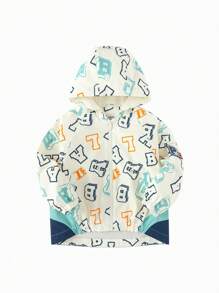 Balabala Boys' Hooded Softshell Jacket, Outdoor Spring Outerwear - White Tone - View 1