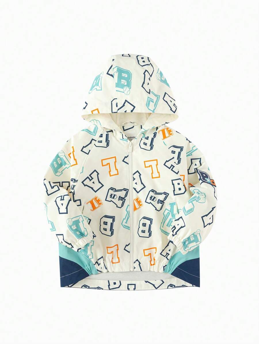 Balabala Boys' Hooded Softshell Jacket, Outdoor Spring Outerwear - White Tone - View 1