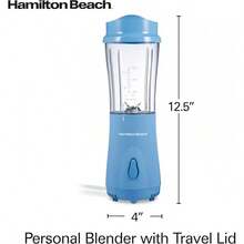 Hamilton Beach Batidora portátil para batidos y batidos, taza y tapa de viaje sin BPA de 14 onzas, cuchillas de acero inoxidable duraderas, licuadora personal para batidos, coral (51171) - AZUL - Ver 8