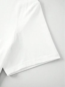 2 件套男士创意“A”字图案休闲短袖 T 恤和裤子套装 - 白色 - 查看 6